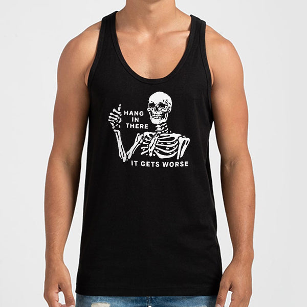 Hang In There Skeleton Men's Tank