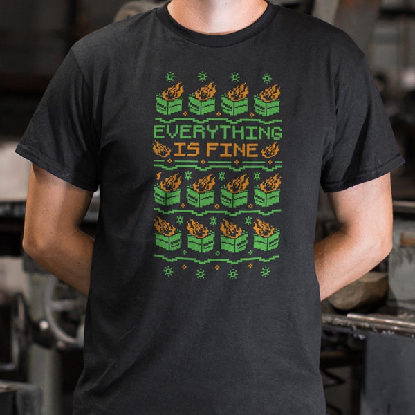 Everything Is Fine Cross Stitch Men's T-Shirt