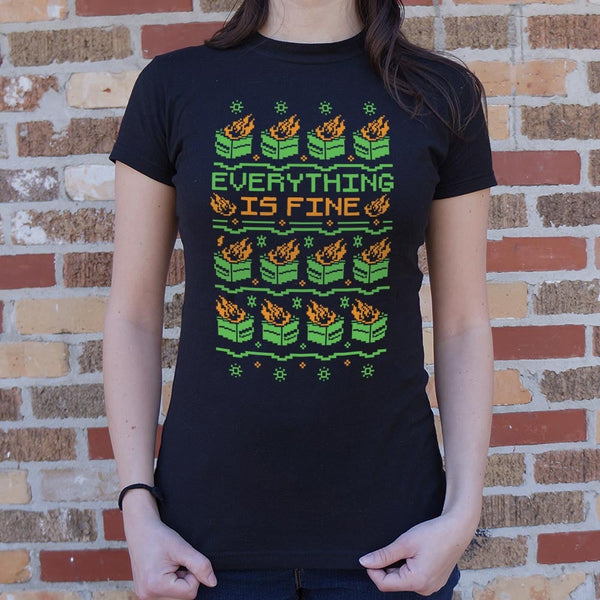 Everything Is Fine Cross Stitch Women's T-Shirt