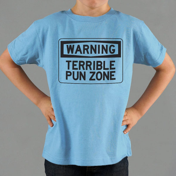 Warning Terrible Pun Zone Kids' T-Shirt